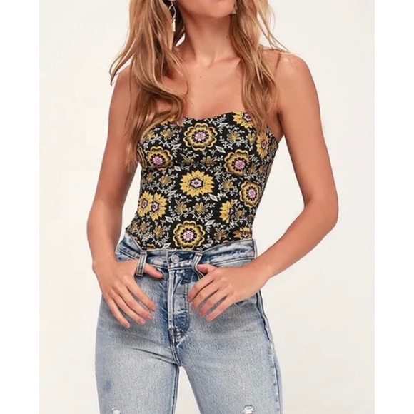 Free People Daisy Chain Floral Tie-Back Tube Top - Picture 4 of 8